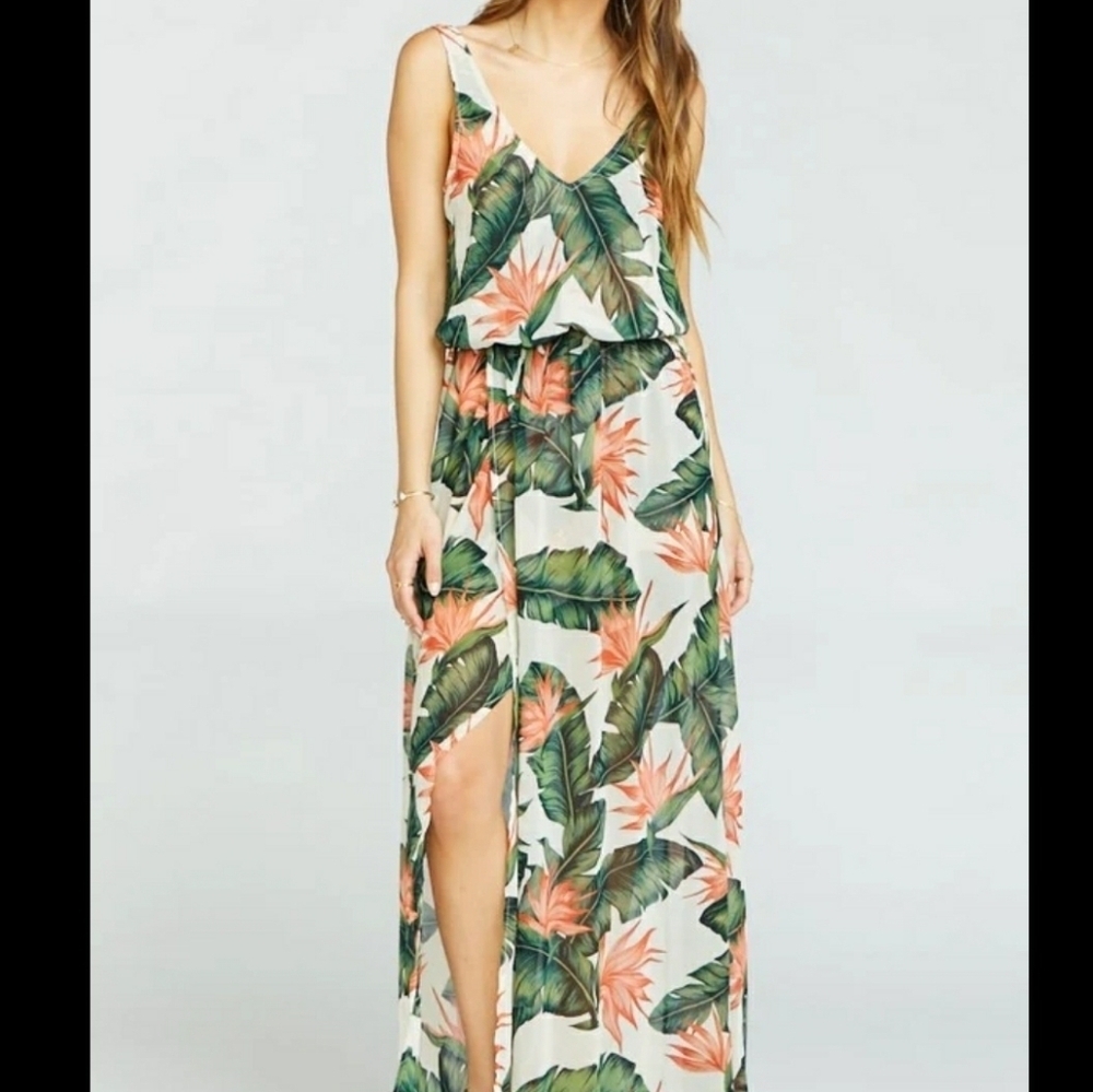 Show Me Your MuMu Maxi Dress V Neck With Elastic Waist